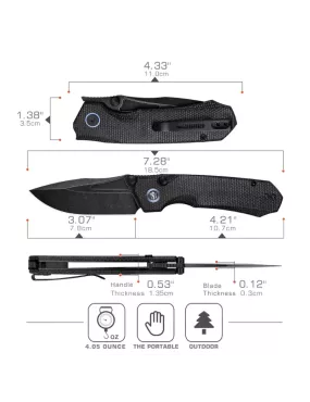 Couteau pliant Remette RT-Rhino MC25B | 14C28N Micarta