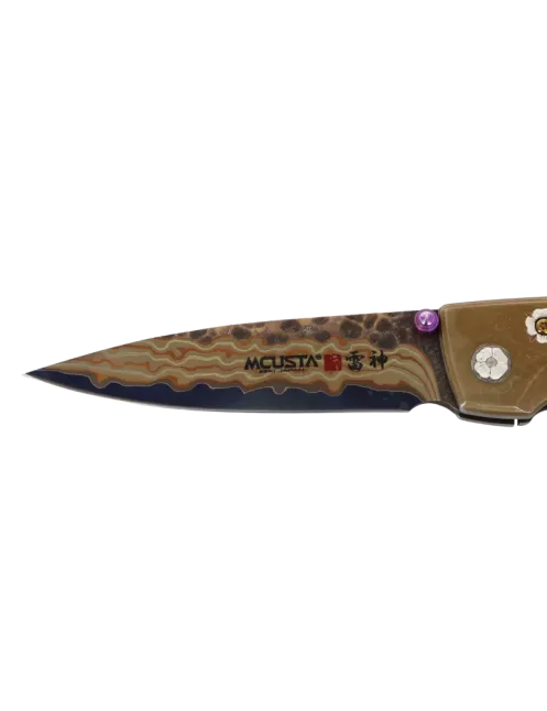 Mcusta MC114RD-R Raijin Folding Knife | Damascus V-Toku Limited Editio