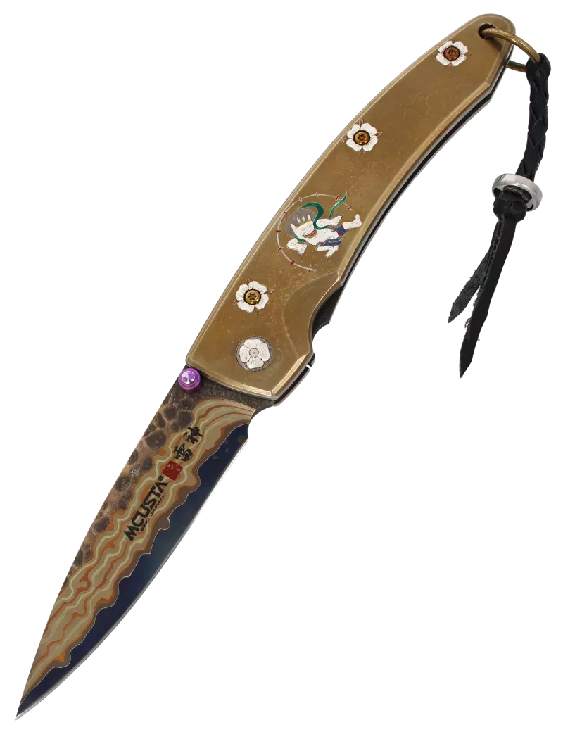 Mcusta MC114RD-R Raijin Folding Knife | Damascus V-Toku Limited Editio