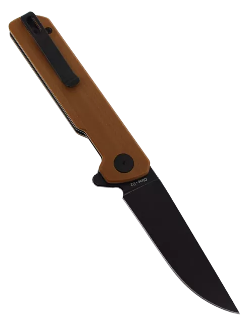 HOPIAN CLAVE Brown Folding Knife | D2 Black Stonewash Blade