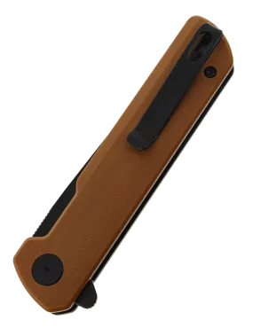 HOPIAN CLAVE Brown Folding Knife | D2 Black Stonewash Blade