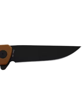HOPIAN CLAVE Brown Folding Knife | D2 Black Stonewash Blade