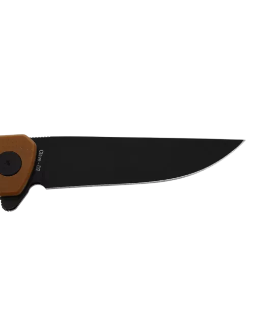 HOPIAN CLAVE Brown Folding Knife | D2 Black Stonewash Blade