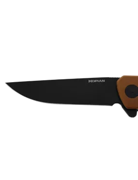 HOPIAN CLAVE Brown Folding Knife | D2 Black Stonewash Blade