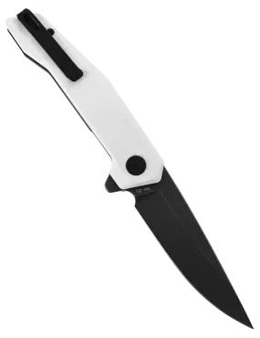 HOPIAN VEX White Folding Knife | D2 Black Stonewash G10