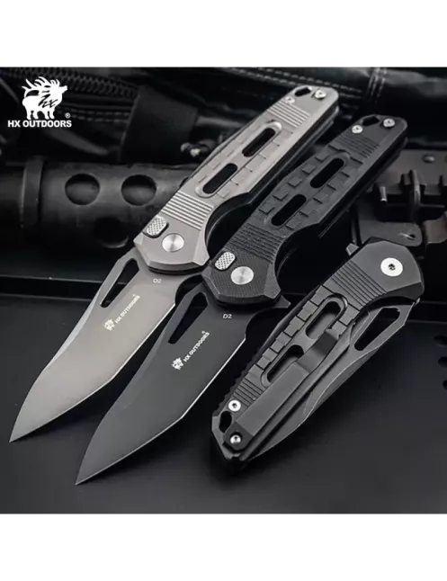 HXOUTDOOR ZD-104B-S ROCK ONYX Couteau pliant D2 Button Lock