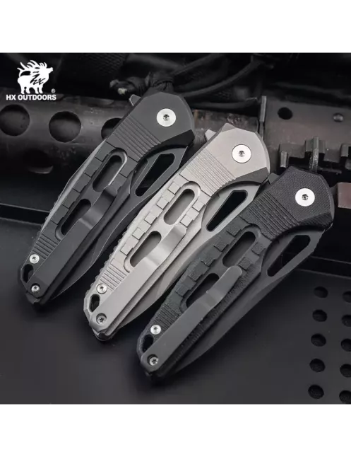 HXOUTDOOR ZD-104B-S ROCK ONYX Couteau pliant D2 Button Lock