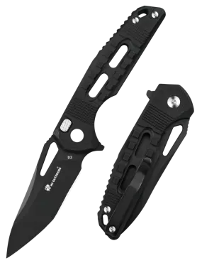 HXOUTDOOR ZD-104B-S ROCK ONYX D2 Button Lock Folding Knife