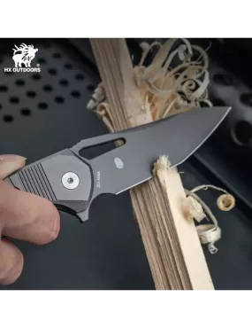 HXOUTDOOR ZD-104A-S ROCK ONYX D2 Aluminum Folding Knife