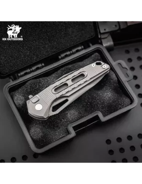 HXOUTDOOR ZD-104A-S ROCK ONYX D2 Aluminum Folding Knife