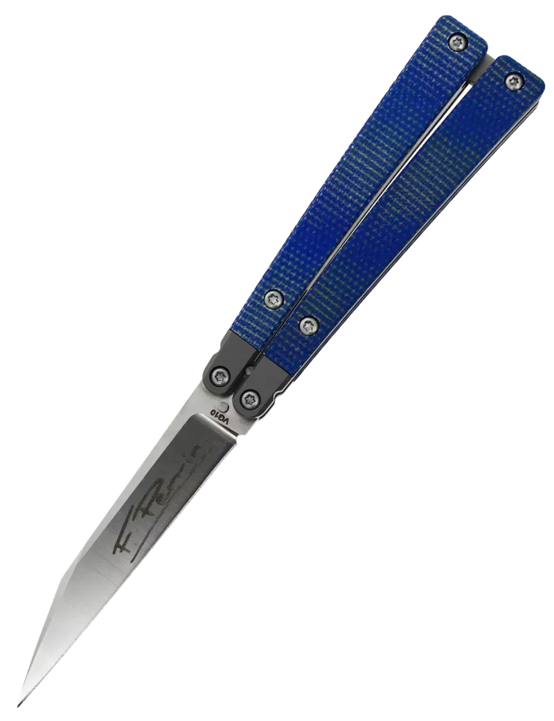 FRED PERRIN FPBBL Blue – Couteau papillon VG10 First Run