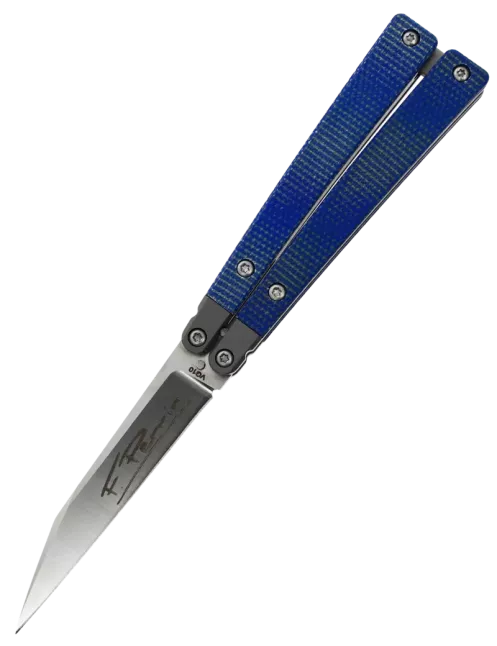 FRED PERRIN FPBBL Blue – Couteau papillon VG10 First Run