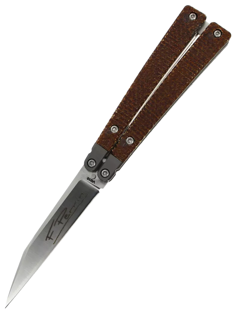 FRED PERRIN FPBGY Brown – Couteau papillon VG10 First Run