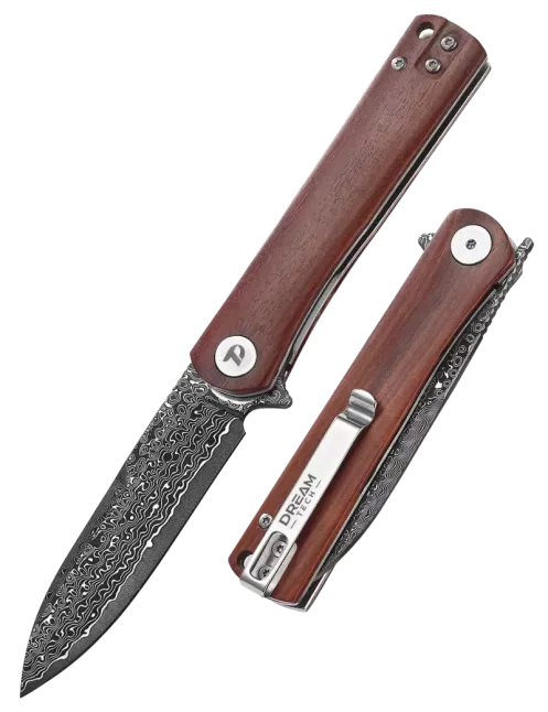 DREAMTECH D3896WD – Couteau EDC Damas Bois DREAMTECH D3896WD – Couteau EDC Damas Bois
