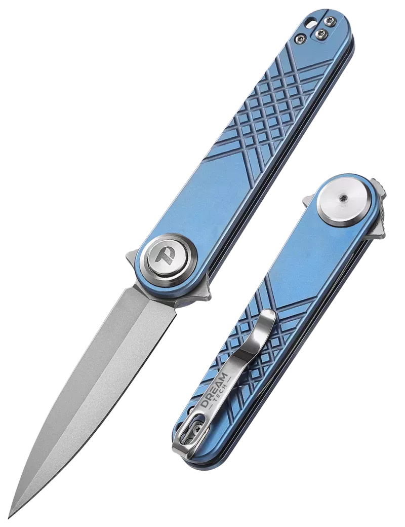 DREAMTECH D4052TBL – Couteau EDC 14C28N Titane Bleu