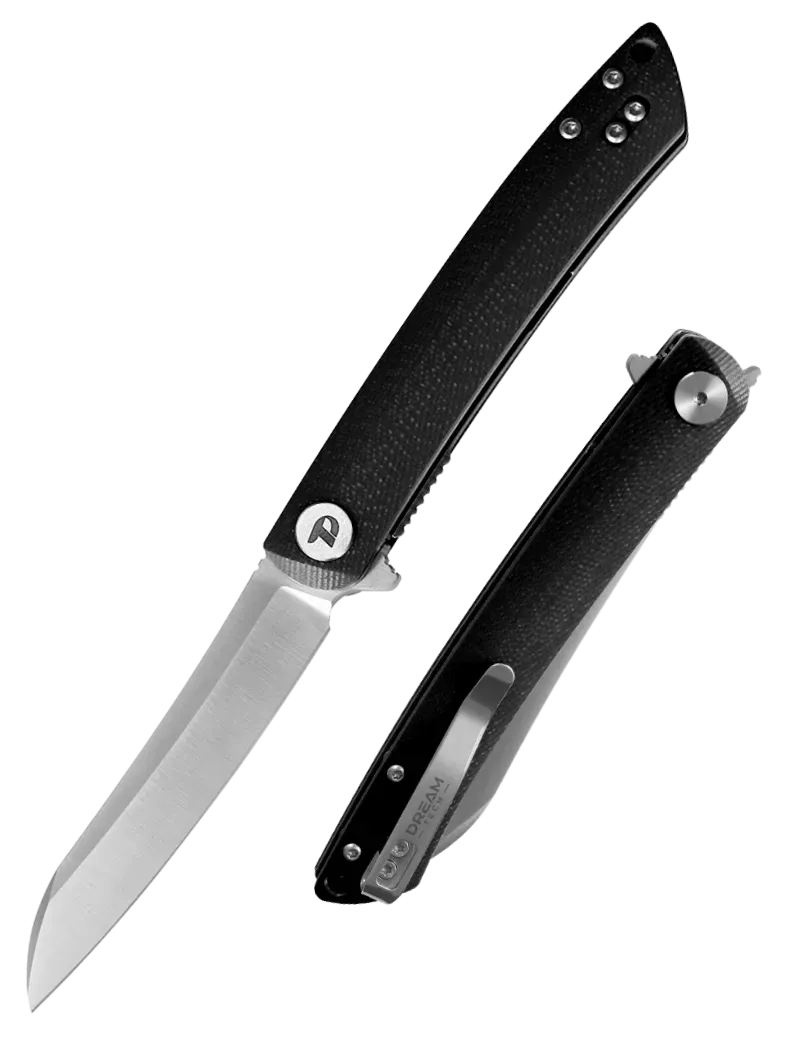 DREAMTECH D4224SB – Couteau EDC D2 Sheepfoot G10 Noir