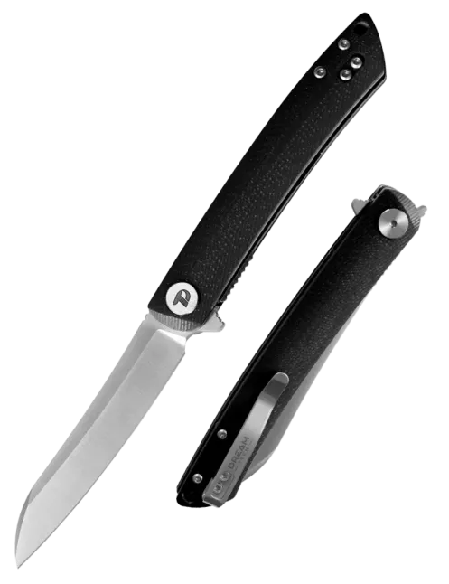 DREAMTECH D4224SB – Couteau EDC D2 Sheepfoot G10 Noir