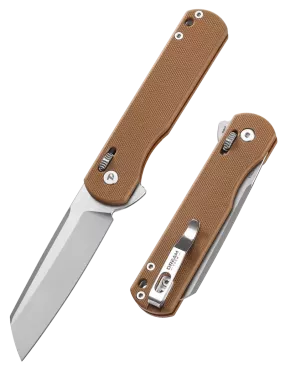 DREAMTECH D4253GBR – Couteau EDC D2 Sheepfoot G10 Brun