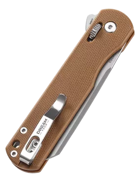DREAMTECH D4253GBR – Couteau EDC D2 Sheepfoot G10 Brun