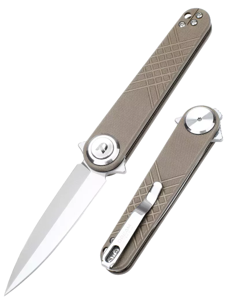 DREAMTECH D4052GD – Couteau EDC 14C28N G10 Desert Tan