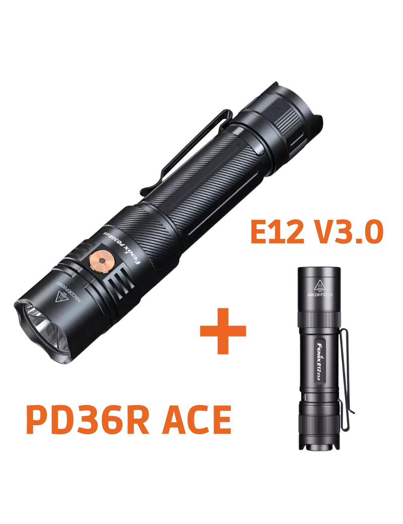 FENIX PD36R ACE + E12 V3 Kit – Lampe Tactique 3000 lm
