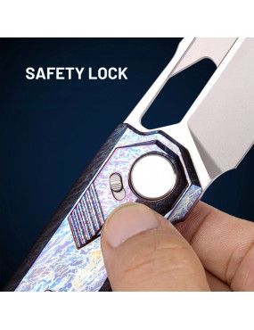 REMETTE - RT-Peregrine Falcon Knife Thunder Lightn Textures Titanium Handle M390 Knives RTT1-TX with Safety Lock