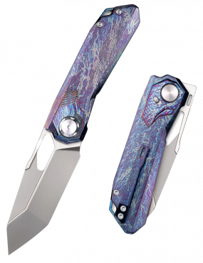 REMETTE - RT-Peregrine Falcon Knife Thunder Lightn Textures Titanium Handle M390 Knives RTT1-TX with Safety Lock