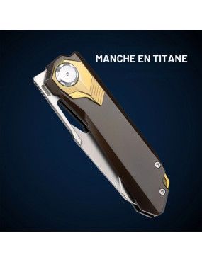REMETTE - RT-Peregrine Falcon Folding Pocket Knife M390 Blade Titanium Handle Knives RTT1-BX with Safety Lock