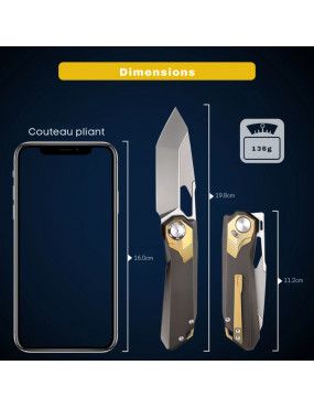 REMETTE - RT-Peregrine Falcon Folding Pocket Knife M390 Blade Titanium Handle Knives RTT1-BX with Safety Lock