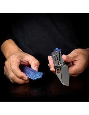 REMETTE - RT-Woodpecker Folding Pocket Knife M390 Blade Crystallized Titanium Handle RTWP-IB