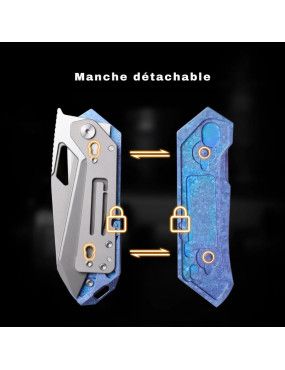 REMETTE - RT-Woodpecker Folding Pocket Knife M390 Blade Crystallized Titanium Handle RTWP-IB