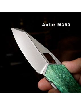 REMETTE - RT-Woodpecker Folding Pocket Knife M390 Blade Crystallized Titanium Handle RTWP-IG