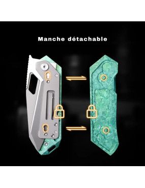 REMETTE - RT-Woodpecker Folding Pocket Knife M390 Blade Crystallized Titanium Handle RTWP-IG